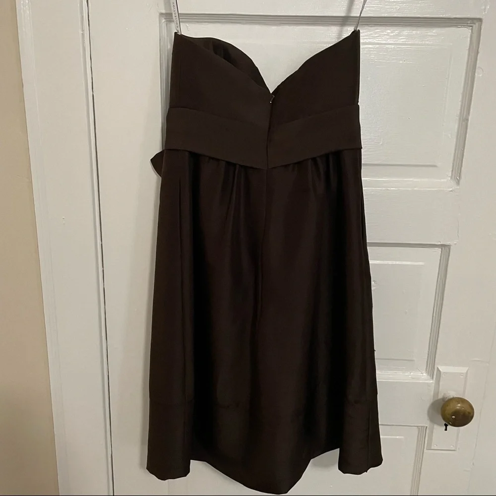 Jenny Yoo Brown Silk Shantung Strapless Dress Size 0‎